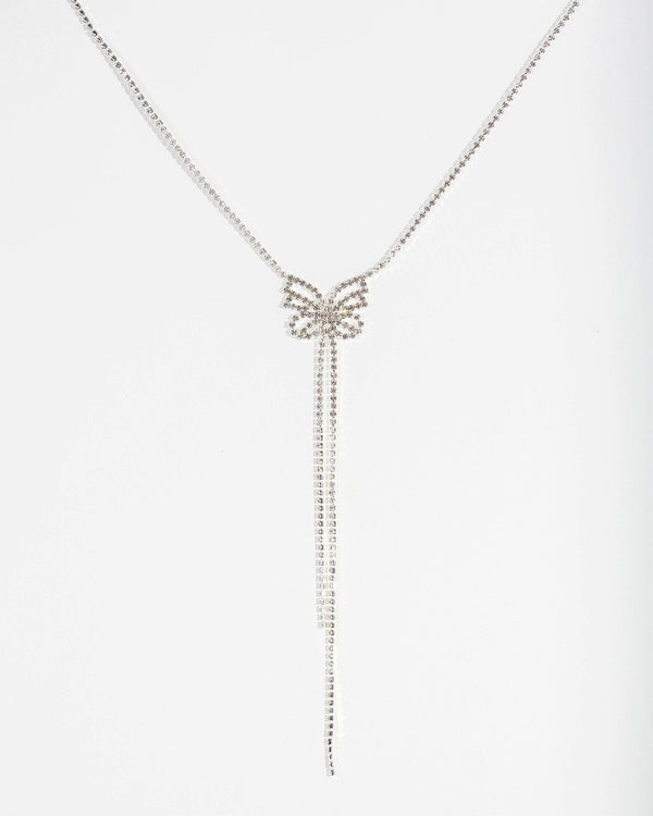 Colette by Colette Hayman Silver Crystal Butterfly Lariat Necklace