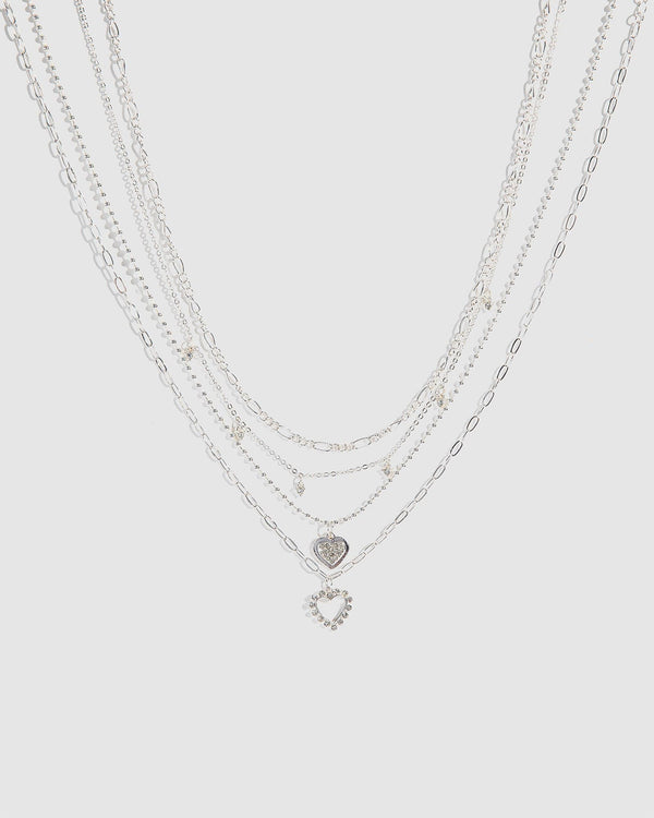 Colette by Colette Hayman Silver Crystal Heart Layered Necklace