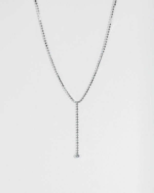 Colette by Colette Hayman Silver Crystal Lariat Necklace