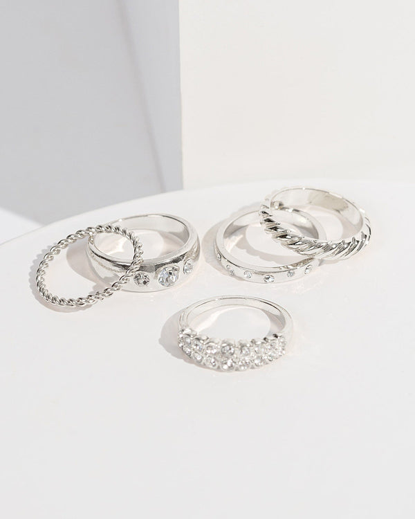 Colette by Colette Hayman Silver Crystal Multi Ring Pack