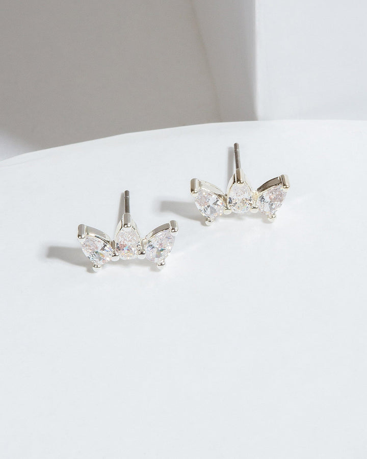 Colette by Colette Hayman Silver Crystal Petal Stud Earrings