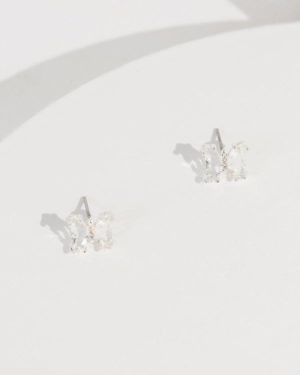 Colette by Colette Hayman Silver Cubic Zirconia Butterfly Stud Earrings