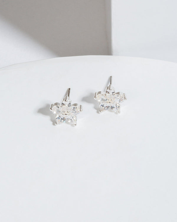 Colette by Colette Hayman Silver Cubic Zirconia Crystal Flower Stud Earrings