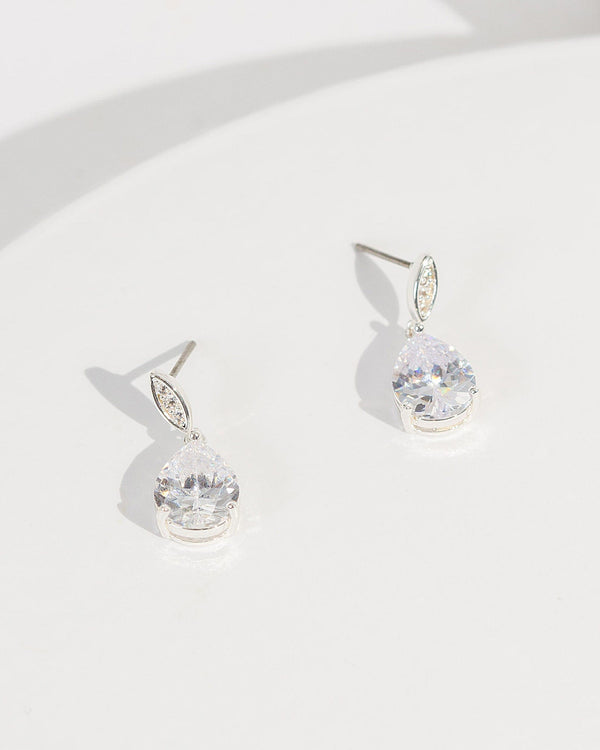 Colette by Colette Hayman Silver Cubic Zirconia Ellipse And Pear Drop Earrings