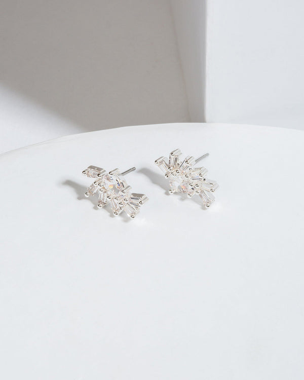 Colette by Colette Hayman Silver Cubic Zirconia Fanned Crystal Stud Earrings