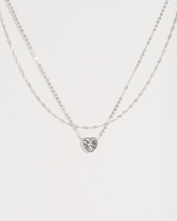 Colette by Colette Hayman Silver Cubic Zirconia Fine Heart Necklace