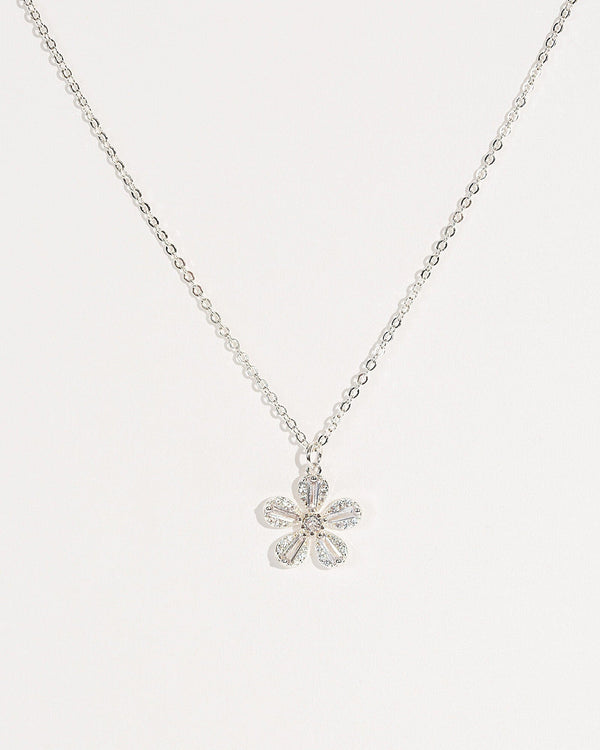 Colette by Colette Hayman Silver Cubic Zirconia Flower Necklace
