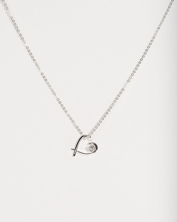 Colette by Colette Hayman Silver Cubic Zirconia Heart Necklace