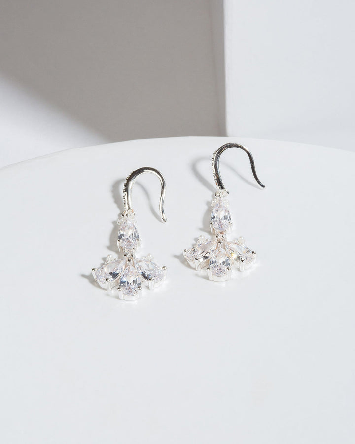 Colette by Colette Hayman Silver Cubic Zirconia Hook Drop Multi Crystal Earrings