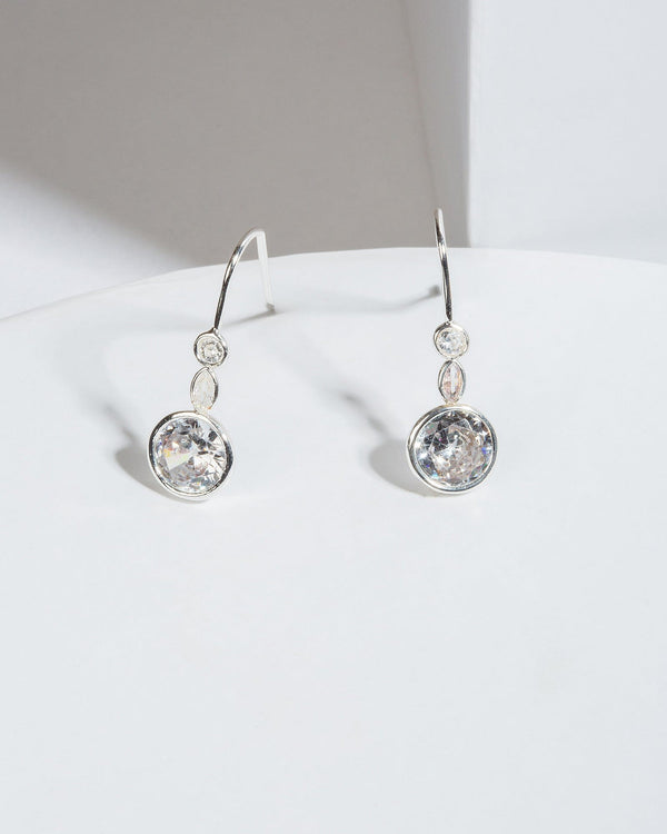 Colette by Colette Hayman Silver Cubic Zirconia Multi Crystal Post Drop Earrings