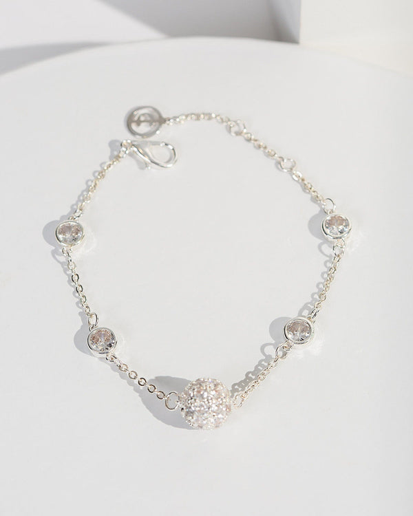Colette by Colette Hayman Silver Cubic Zirconia Pave Bead Bracelet Bracelet