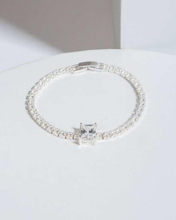 Colette by Colette Hayman Silver Cubic Zirconia Rectangle Crystal Bracelet