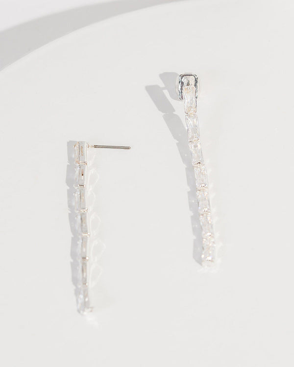 Colette by Colette Hayman Silver Cubic Zirconia Rectangle Drop Earrings