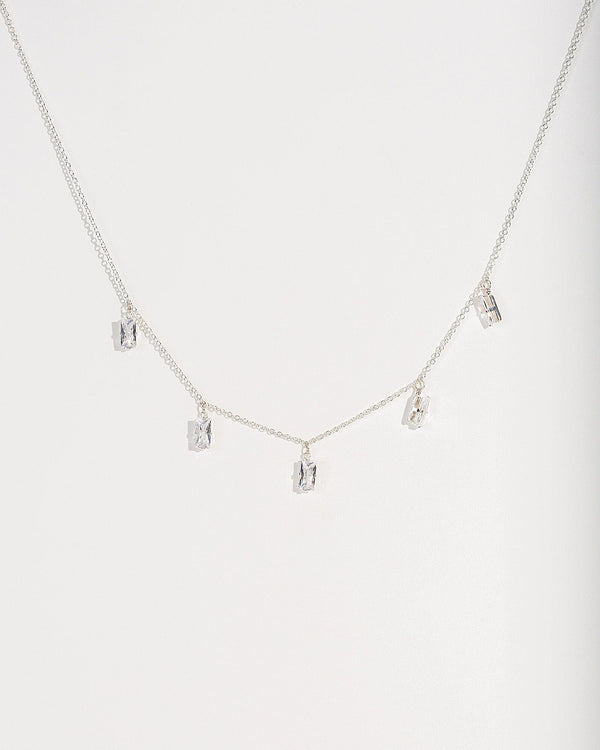 Colette by Colette Hayman Silver Cubic Zirconia Rectangle Pendant Necklace