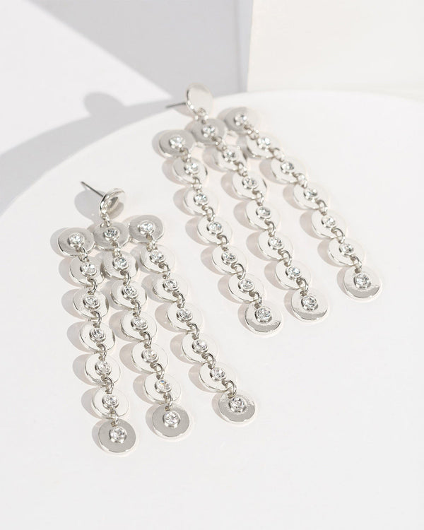 Colette by Colette Hayman Silver Dangle Chain Stud Earrings
