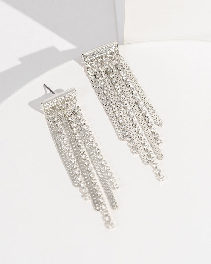 Colette by Colette Hayman Silver Dangle Diamond Chain Stud Earrings