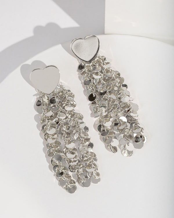 Colette by Colette Hayman Silver Dangle Heart Stud Earrings