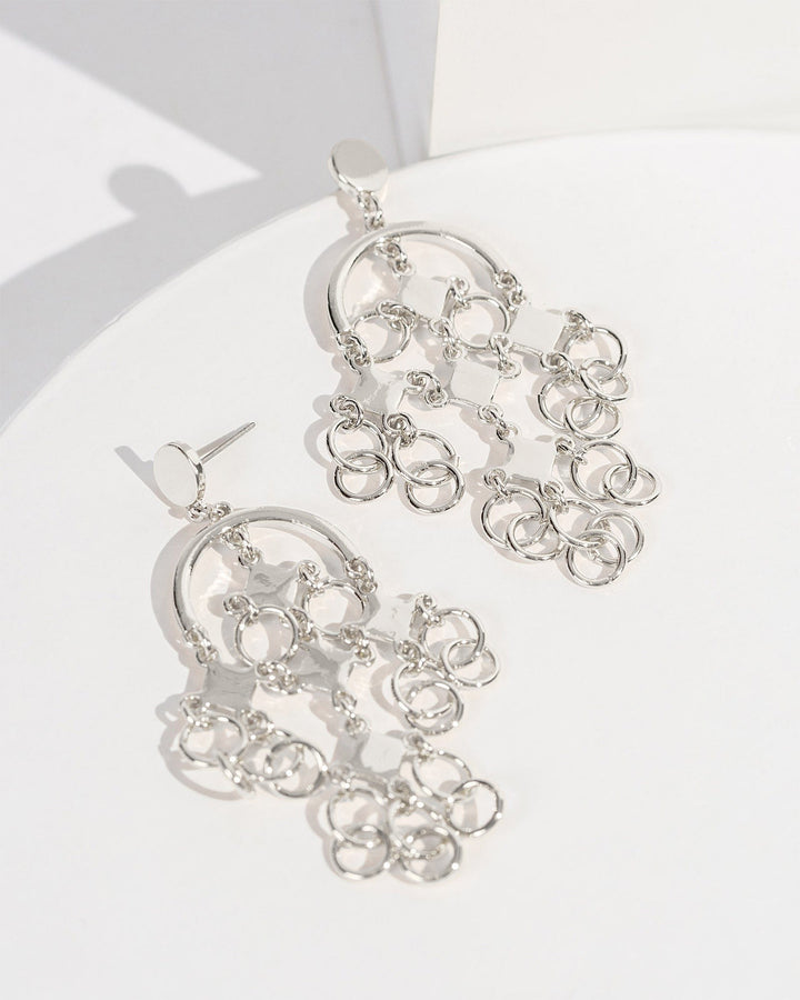 Colette by Colette Hayman Silver Diamond Chain Dangle Stud Earrings