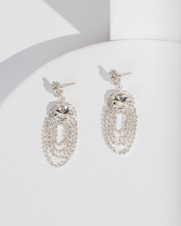 Colette by Colette Hayman Silver Double Crystal Layer Earrings