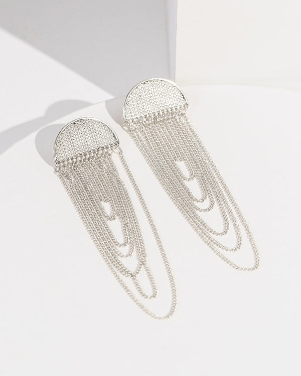 Colette by Colette Hayman Silver Draping Chain Stud Earrings