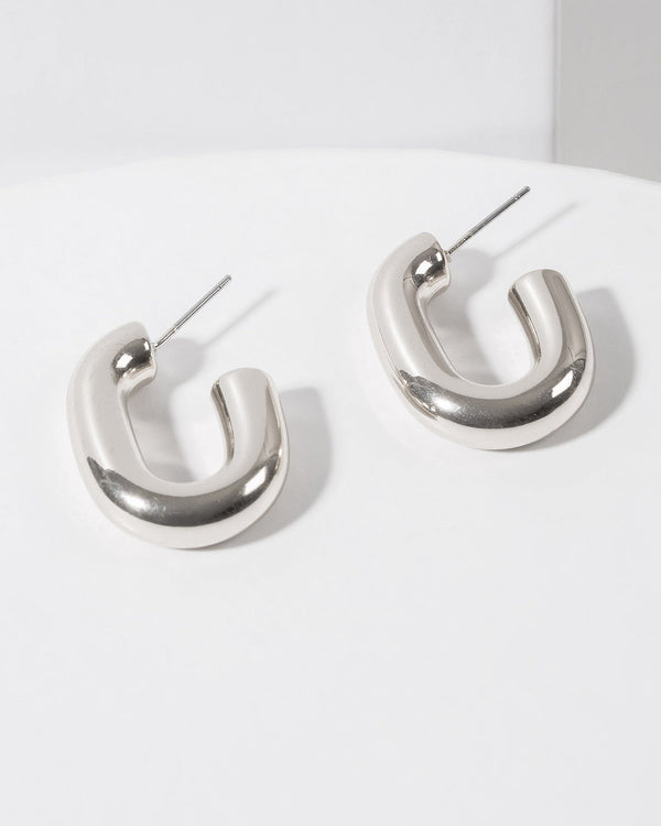Colette by Colette Hayman Silver Elongated Hoop Earrings