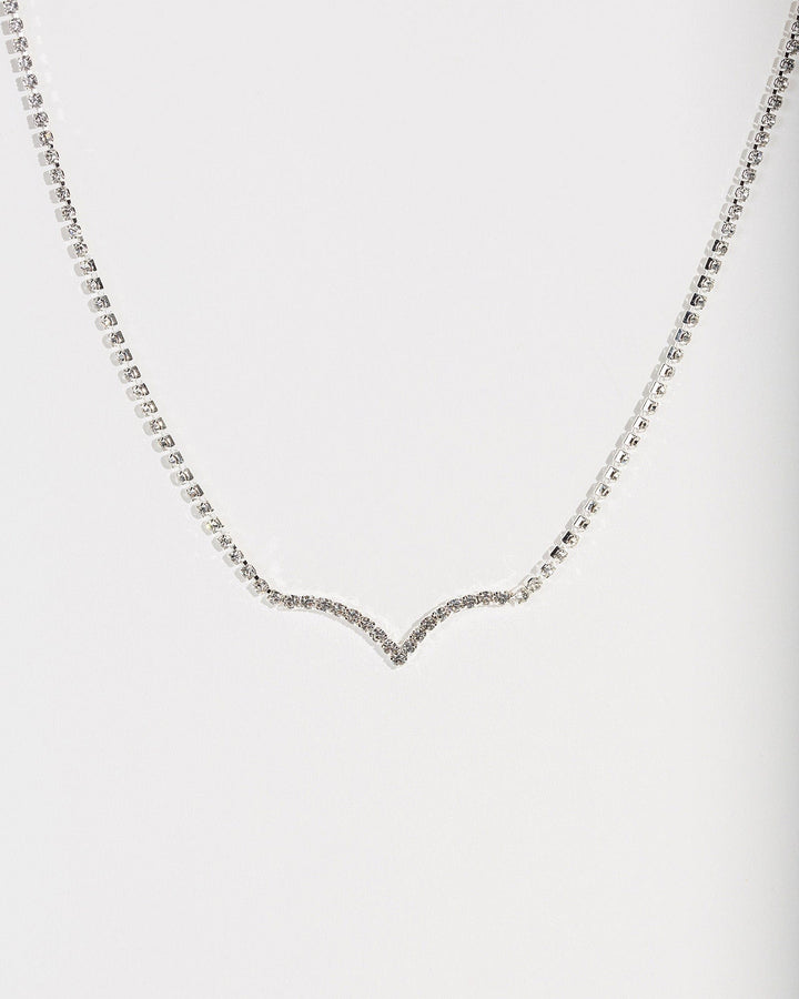 Colette by Colette Hayman Silver Fine Single Row V Necklace