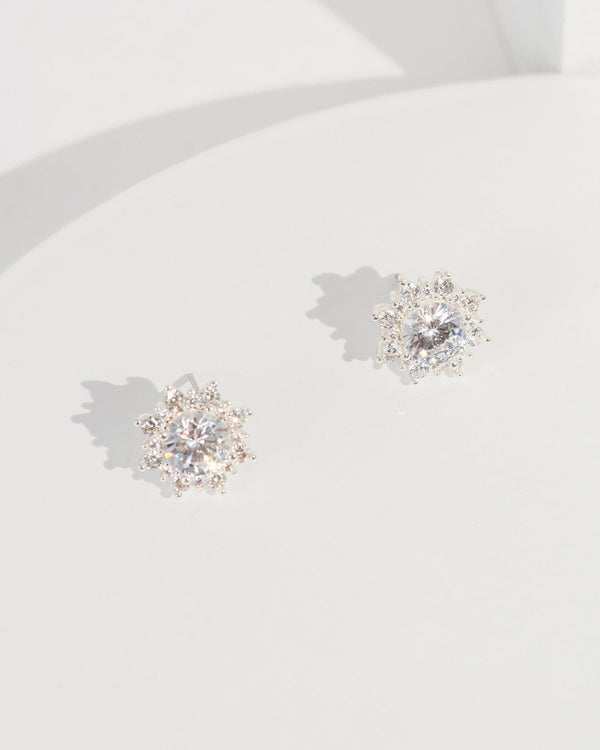 Colette by Colette Hayman Silver Framed Crystal Stud Earrings