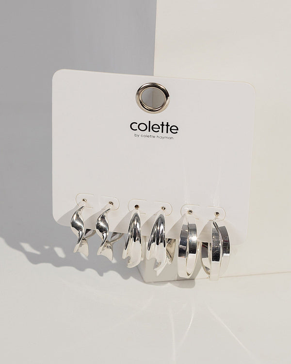 Colette by Colette Hayman Silver Hoop Twisted Earring Pack