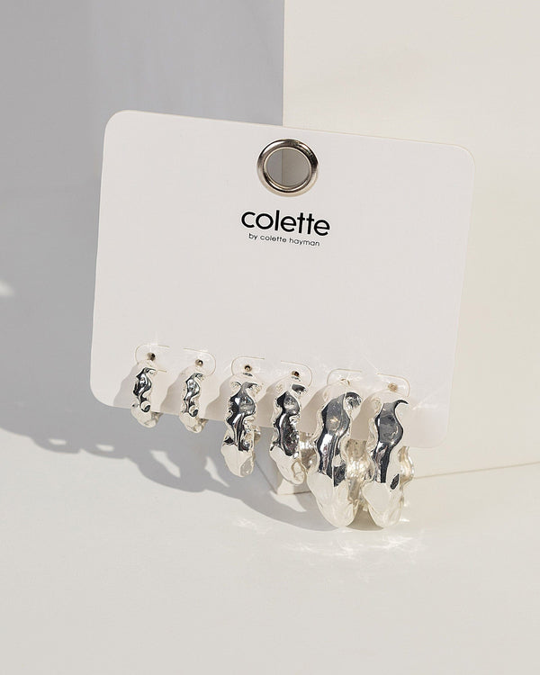 Colette by Colette Hayman Silver Hoop Wavy Earring Pack
