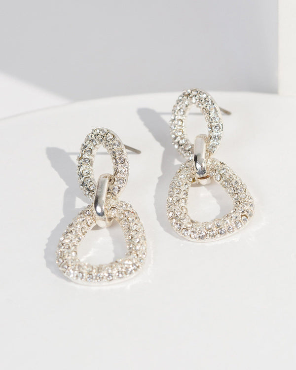Colette by Colette Hayman Silver Irregular Pave Drop Earrings