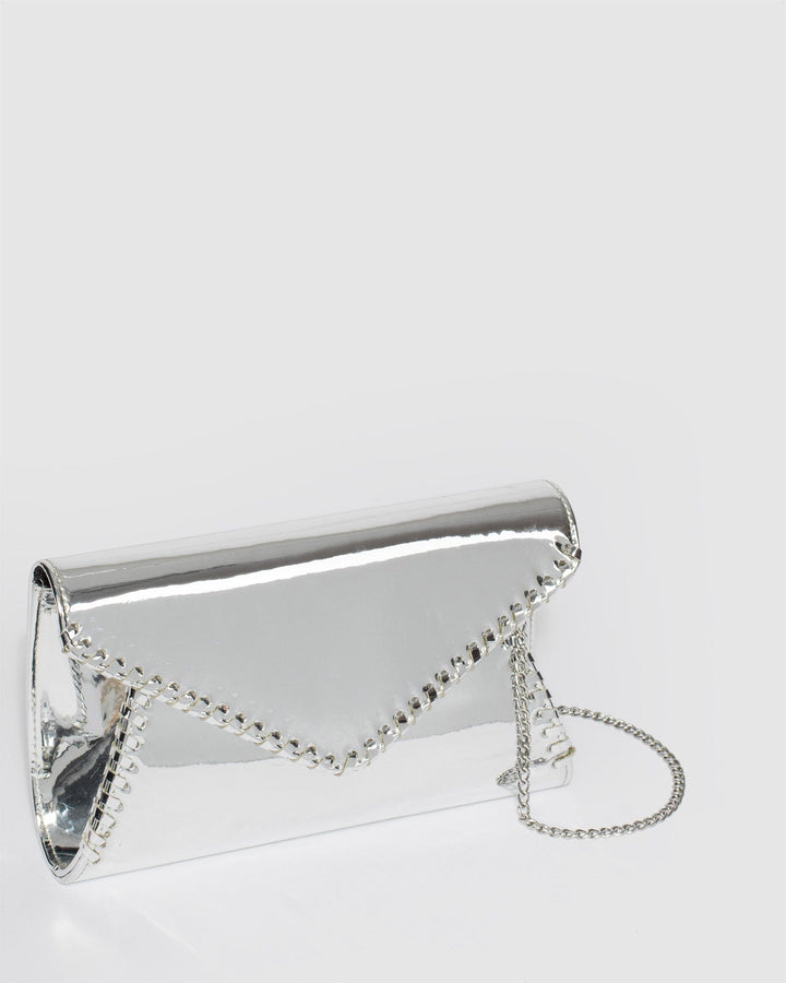 Colette by Colette Hayman Silver Kelly Whip Stitch Clutch Bag
