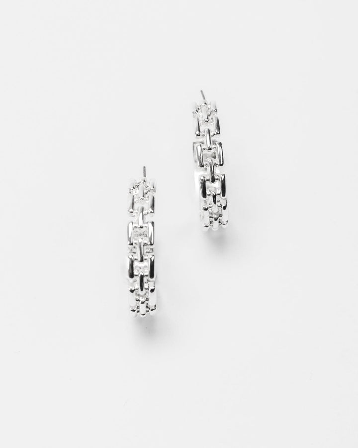 Colette by Colette Hayman Silver Large Link Band Hoop Earrings