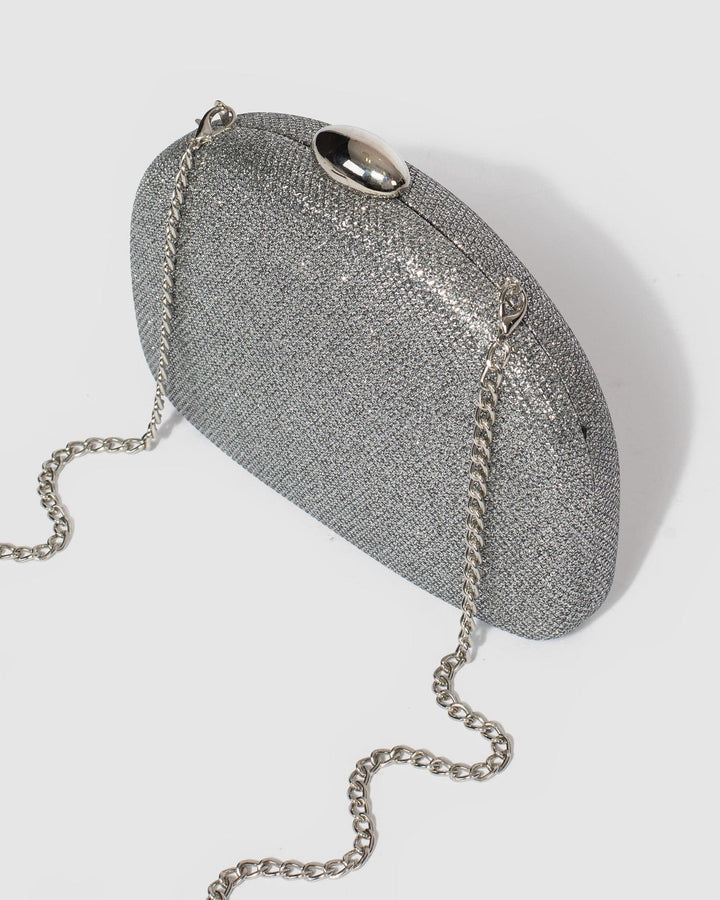 Colette by Colette Hayman Silver Mia Chain Glitter Clutch Bag