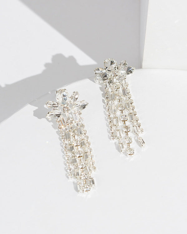 Colette by Colette Hayman Silver Mini Crystal Tassel Earrings