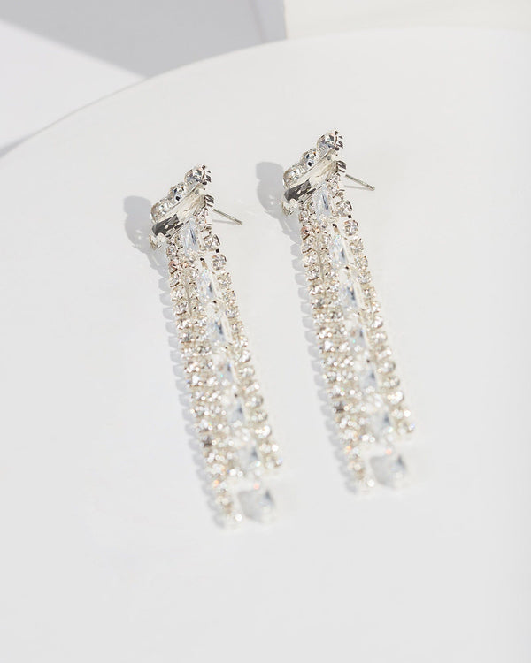 Colette by Colette Hayman Silver Multi Crystal Tassel Earrings