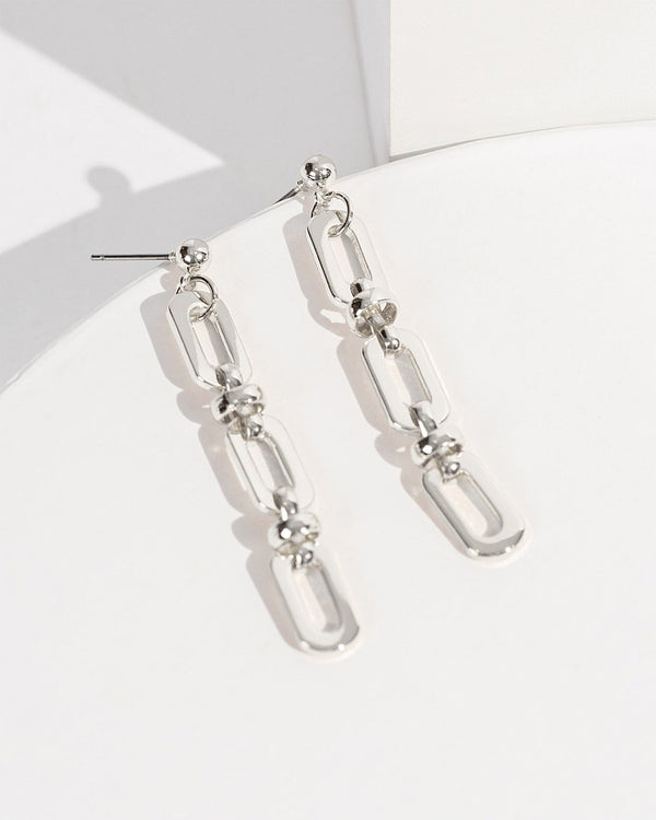Colette by Colette Hayman Silver Rectangle Chain Drop Earrings