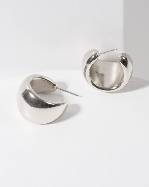 Colette by Colette Hayman Silver Small Thick Hoop Earrings