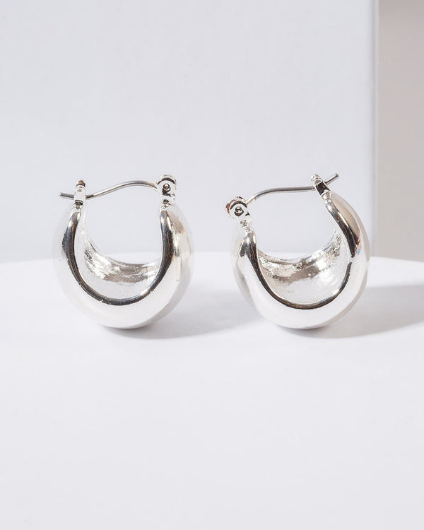Colette by Colette Hayman Silver Small Thick Hoop Earrings