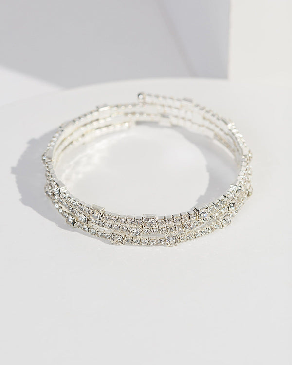 Colette by Colette Hayman Silver Spiral Crystal Cuff Bracelet