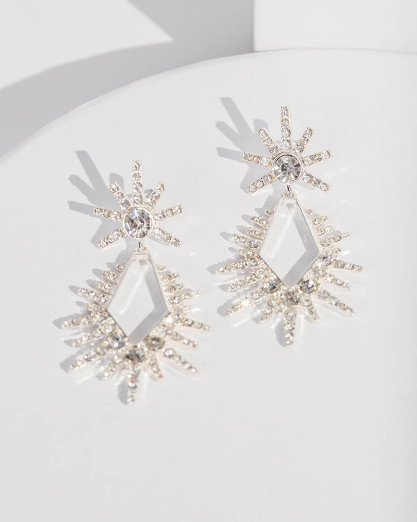 Colette by Colette Hayman Silver Star Crystal Earrings