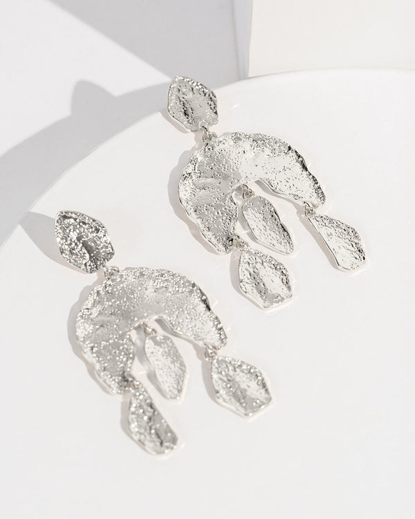Colette by Colette Hayman Silver Textured Arch Drop Earrings