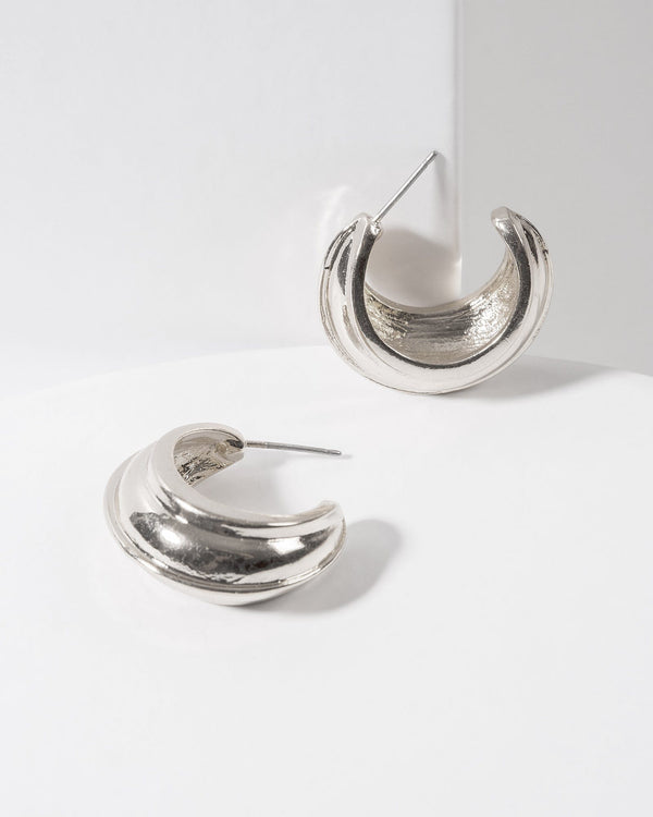 Colette by Colette Hayman Silver Textured Hoop Earrings