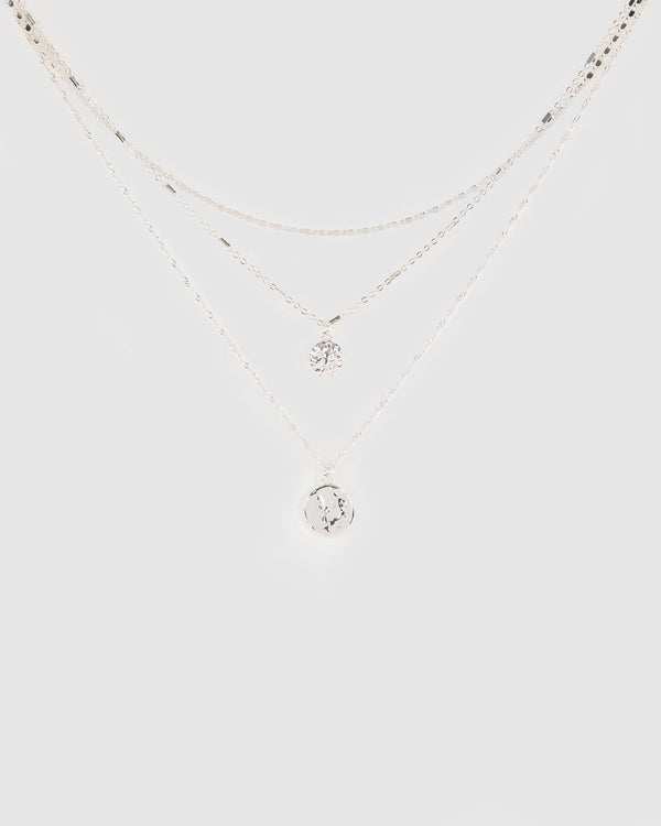 Colette by Colette Hayman Silver Textured Pendant 3pk Multi Necklace