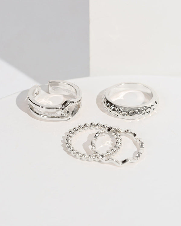 Colette by Colette Hayman Silver Textured Ring Pack