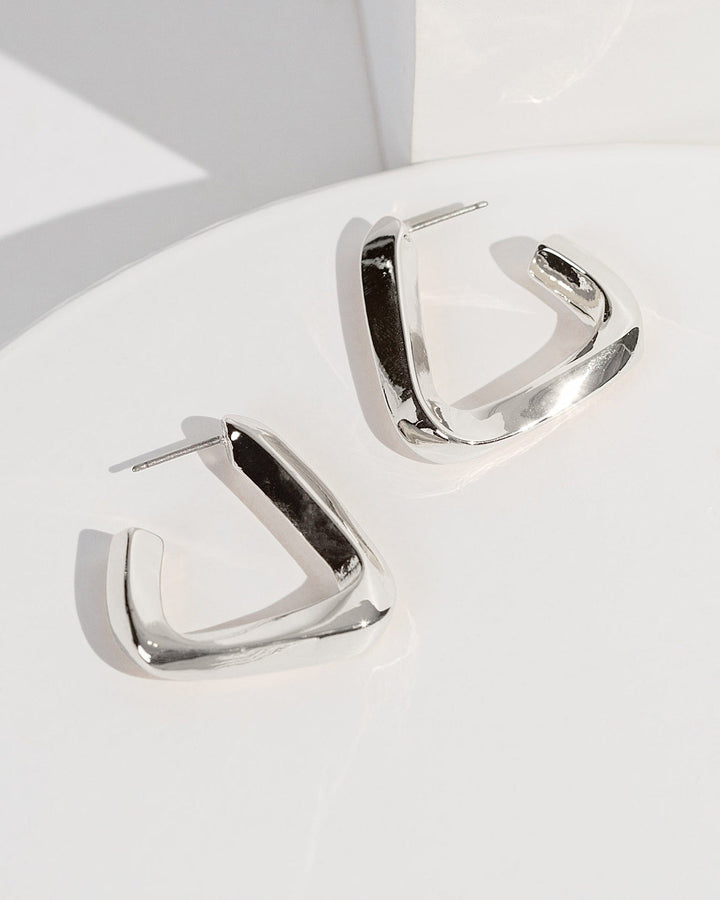Colette by Colette Hayman Silver Triangle Huggie Hoop Earrings