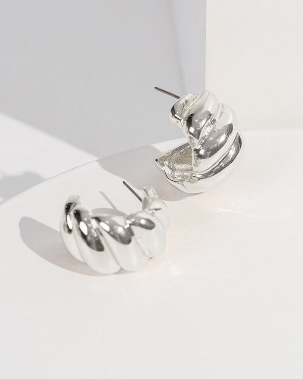 Colette by Colette Hayman Silver Twist Chunky Hoop Earrings