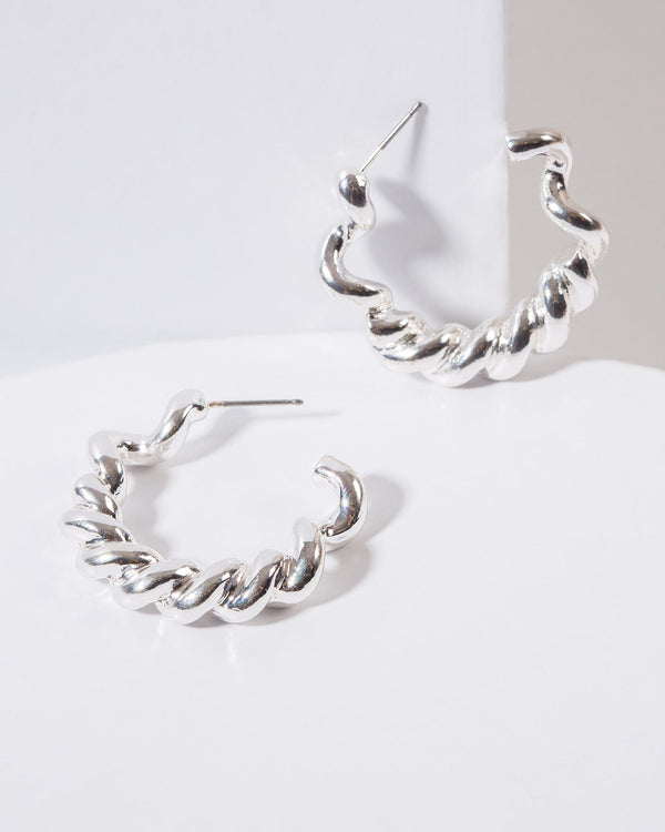 Colette by Colette Hayman Silver Twisted Hoop Earrings