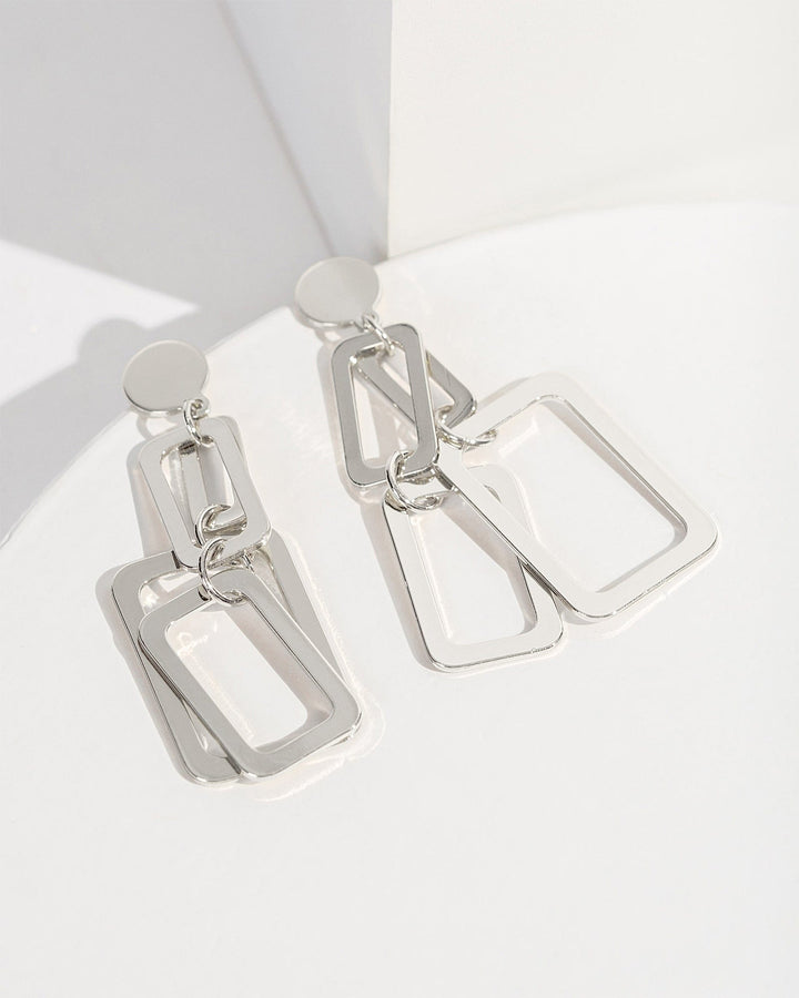 Colette by Colette Hayman Silver Two Tier Square Stud Earrings