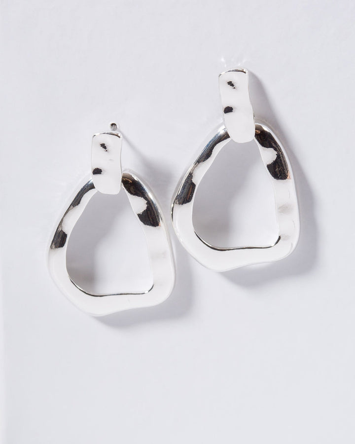 Colette by Colette Hayman Silver Wavy Oval Drop Earrings