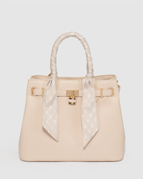 Colette by Colette Hayman Taupe Mary-Beth Lock Tote Bag